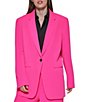 Color:Power Pink - Image 1 - Notch Lapel Long Sleeve Crepe Boyfriend Statement Blazer Jacket