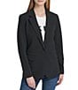Color:Black - Image 1 - Notch Lapel Long Sleeve Woven Blazer Jacket