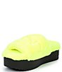 Color:Citron - Image 4 - Palz Signature Logo Faux Fur Platform Slides