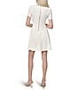 Donna Karan DKNY by Donna Karan Petite Size Crew Neck Short Tulip Sleeve Fit and Flare Dress, Color:Eggshell - Image 2