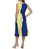 Color:Lemondade - Image 2 - Petite Size Sleeveless Boat Neck Side Ruching Midi Crepe Dress