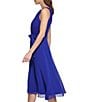 Color:Berry Blue - Image 3 - Petite Size Sleeveless One Shoulder Cut-Out Tie Waist Chiffon A-Line Midi Dress