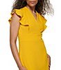 Color:Golden Spice - Image 3 - Petite Size Surplice V-Neck Flutter Short Sleeve Scuba Crepe Sheath Dress