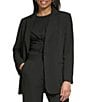 Color:Black/White - Image 4 - Pinstripe Notch Collar Long Sleeve Button Front Coordinating Blazer Jacket