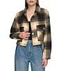 Color:Pecan/Cashew - Image 1 - Plaid Point Collar Long Sleeve Button Front Jacket