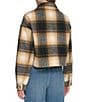 Color:Pecan/Cashew - Image 2 - Plaid Point Collar Long Sleeve Button Front Jacket