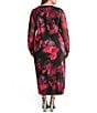 Donna Karan DKNY by Donna Karan Plus Size Asymmetrical Neck Long Sleeve Ruched Bodice Midi Dress, Color:Black Multi - Image 2