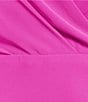 Color:Cosmic Pink - Image 3 - Plus Size Crepe Short Sleeve Surplice V-Neck Midi Dress
