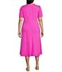 Color:Cosmic Pink - Image 2 - Plus Size Crepe Short Sleeve Surplice V-Neck Midi Dress