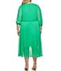 Color:Apple Green - Image 2 - Plus Size 3/4 Balloon Sleeve V-Neck Chiffon Faux Wrap Midi Dress