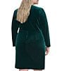 Color:Hunter - Image 2 - Plus Size Long Sleeve Crew Neck Velvet Sheath Dress
