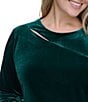 Color:Hunter - Image 5 - Plus Size Long Sleeve Crew Neck Velvet Sheath Dress