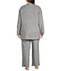 Donna Karan DKNY Plus Size Long Sleeve Open Collar Cardigan & Pant Coordinating Fleece Set, Color:Light Grey - Image 2