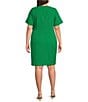 Color:Apple Green - Image 2 - Plus Size Scuba Crepe Short Sleeve Boat Neck Ruched Side Embellished Sheath Dress