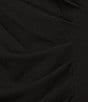 Color:Black - Image 3 - Plus Size Short Tulip Sleeve Boat Neck Ruched Waist Sheath Dress
