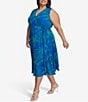 Color:Submerge Multi - Image 3 - Plus Size Sleeveless V-Neck Tie Waist Printed Faux Wrap Midi Dress