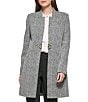 Color:Black/White - Image 1 - Point Collar Knit Long Topper Jacket