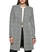 Color:Black/White - Image 3 - Point Collar Knit Long Topper Jacket