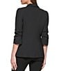 Color:Black - Image 2 - Point Collar Long Sleeve Button Front Pocketed Jacket