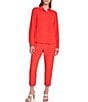 Donna Karan DKNY by Donna Karan Point Collar Roll Tab 3/4 Sleeve Button Down Shirt, Color:Scarlet - Image 3
