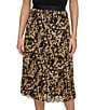 Color:Black/Maize - Image 5 - Printed Chiffon Pleated Elastic Waist Pull-On Midi Skirt