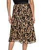Color:Black/Maize - Image 6 - Printed Chiffon Pleated Elastic Waist Pull-On Midi Skirt