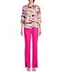 Color:Shocking Pink - Image 4 - Printed Collared Neck Long Sleeve Shirt