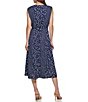 DKNY Printed Satin Sleeveless V-Neck Midi Dress | Dillard's