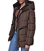 DKNY Quilt Attached Hood Belted Zip Front Puffer Jacket - Image 3