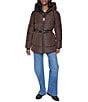 DKNY Quilt Attached Hood Belted Zip Front Puffer Jacket - Image 4