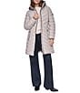 DKNY Quilted Funnel Collar Hooded Zip Front Puffer Jacket - Image 1
