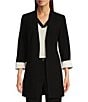 Donna Karan DKNY by Donna Karan Roll Sleeve Collarless Open Topper, Color:Black - Image 1
