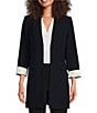Donna Karan DKNY by Donna Karan Roll Sleeve Collarless Open Topper, Color:Navy - Image 1