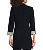 Donna Karan DKNY by Donna Karan Roll Sleeve Collarless Open Topper, Color:Navy - Image 2