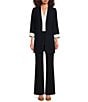 Donna Karan DKNY by Donna Karan Roll Sleeve Collarless Open Topper, Color:Navy - Image 3