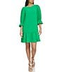 Color:Apple Green - Image 1 - Ruffle 3/4 Sleeve Woven Shift Dress