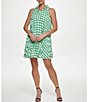 Color:Apple Combo - Image 1 - Ruffle Jewel Neck Sleeveless Printed Pleated Dress