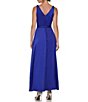 Color:Berry Blue - Image 2 - Satin Surplice V-Neck Sleeveless Faux Wrap Self-Tie Belted Dress