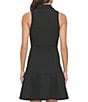 Color:Black - Image 2 - Scuba Crepe Surplice Point Lapel Sleeveless Ruffle Hem Mini Dress