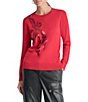 DKNY Sequin Bow Motif Crew Neck Long Sleeve Festive Sweater - Image 1