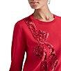 DKNY Sequin Bow Motif Crew Neck Long Sleeve Festive Sweater - Image 5