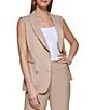 Color:Ginger - Image 3 - Shawl Collar Sleeveless Tie Waist Button Front Coordinating Vest
