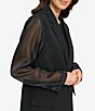 Color:Black - Image 3 - Sheer Long Sleeve 1-Button Blazer