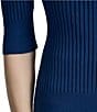 Donna Karan DKNY by Donna Karan Short Sleeve Mock Neck Ribbed Knit Top, Color:Cadet Blue - Image 6