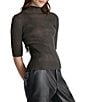 DKNY by Donna Karan Short Sleeve Mock Neck Ribbed Knit Top - Image 4