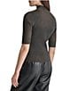 DKNY by Donna Karan Short Sleeve Mock Neck Ribbed Knit Top - Image 5