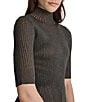 DKNY by Donna Karan Short Sleeve Mock Neck Ribbed Knit Top - Image 6