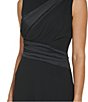 Color:Black - Image 4 - Sleeveless Crew Neck Mixed Media Ruched A-Line Gown