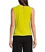Color:Florescent Yellow - Image 2 - Sleeveless Jersey Knit Crew Neck Criss Cross Bodice Sleeveless Top