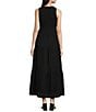 Color:Black - Image 2 - Smocked Crew Neckline Sleeveless Tiered A Line Maxi Dress